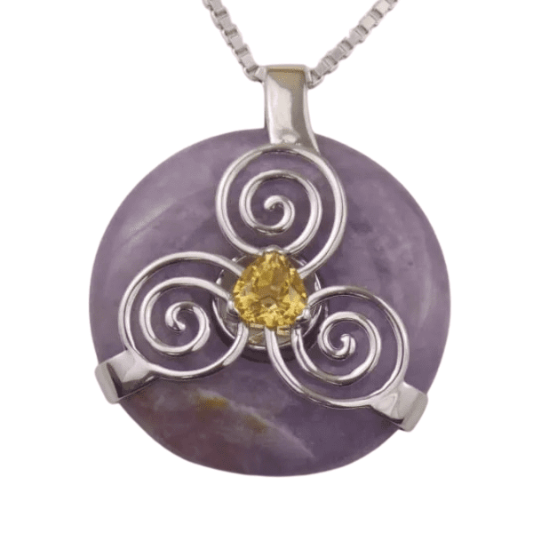 Amethyst Triskelion with Citrine